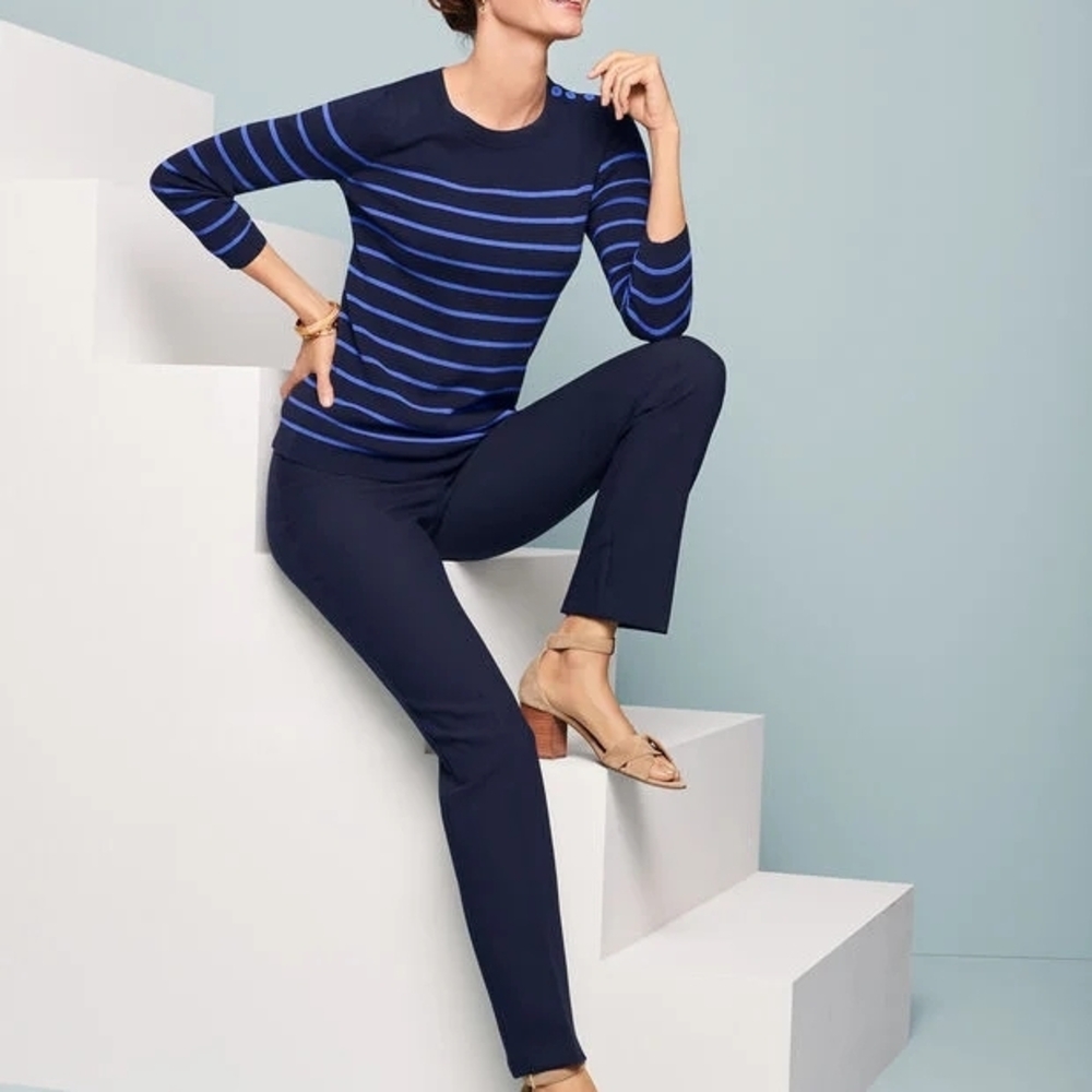 Talbots Navy Cambridge Slim Pant Trousers 18W